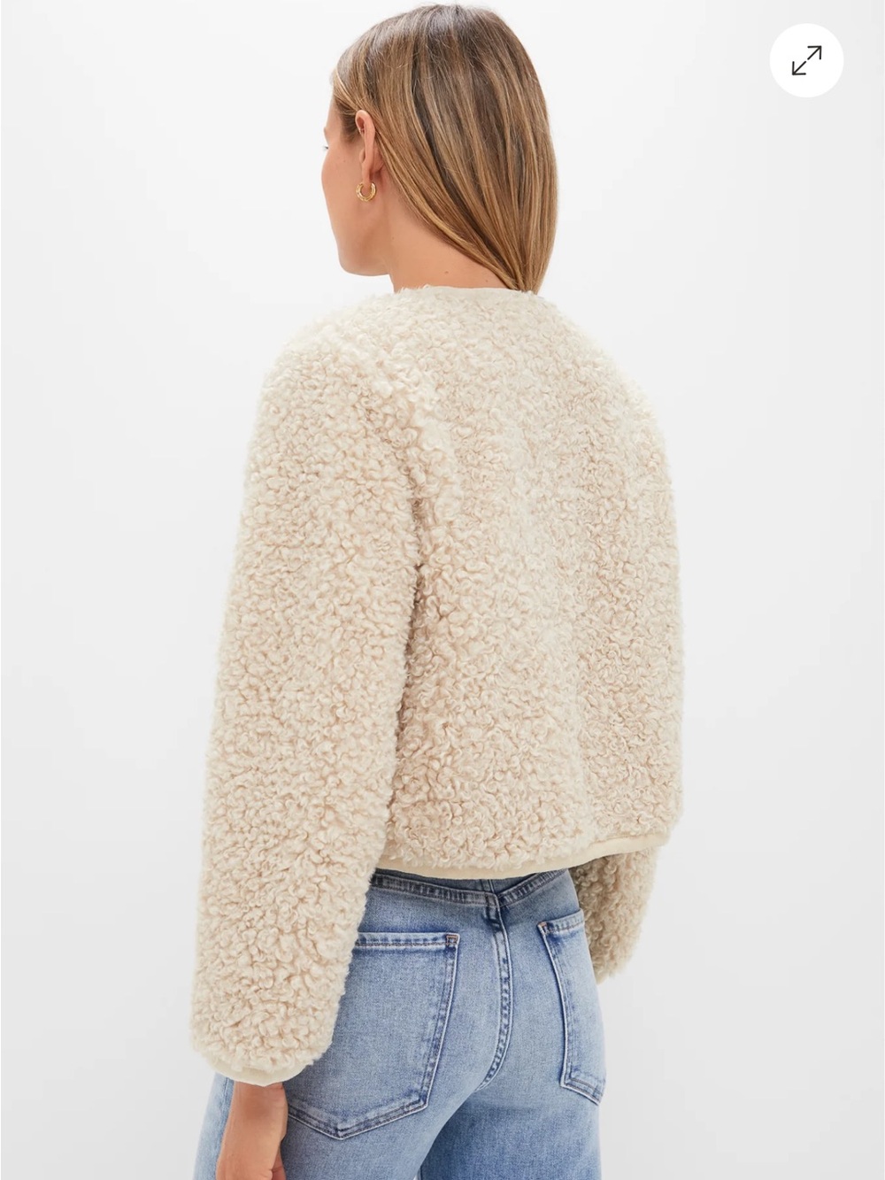 Hyacinth House Tuckernuck Neutral Cream Teddy Jacket - Picture 4 of 10